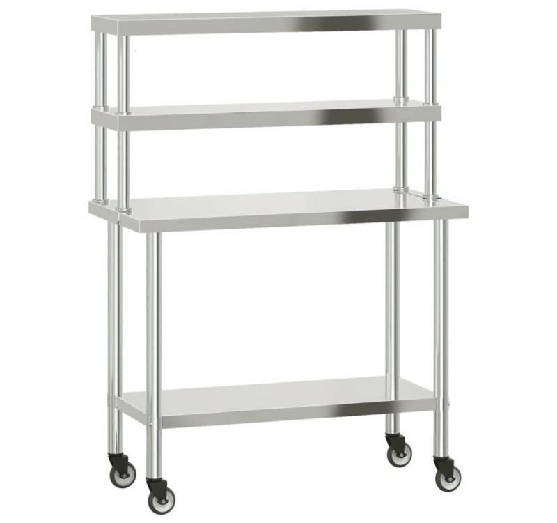 furnicato Küchentisch Küchen-Arbeitstisch mit Aufsatzboard 110x55x150 cm Edelstahl (1-St) von furnicato