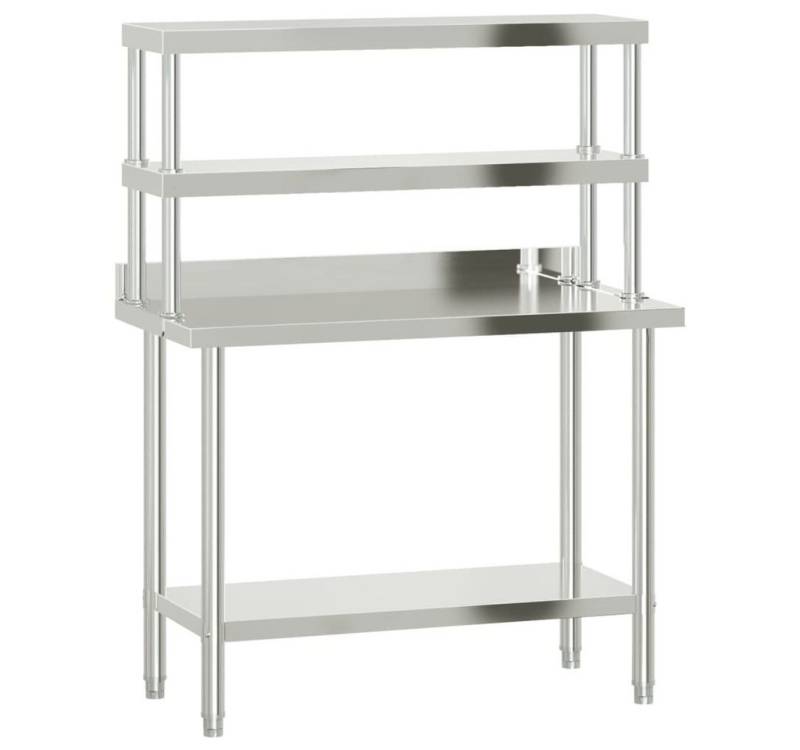 furnicato Küchentisch Küchen-Arbeitstisch mit Aufsatzboard 110x55x150 cm Edelstahl (1-St) von furnicato