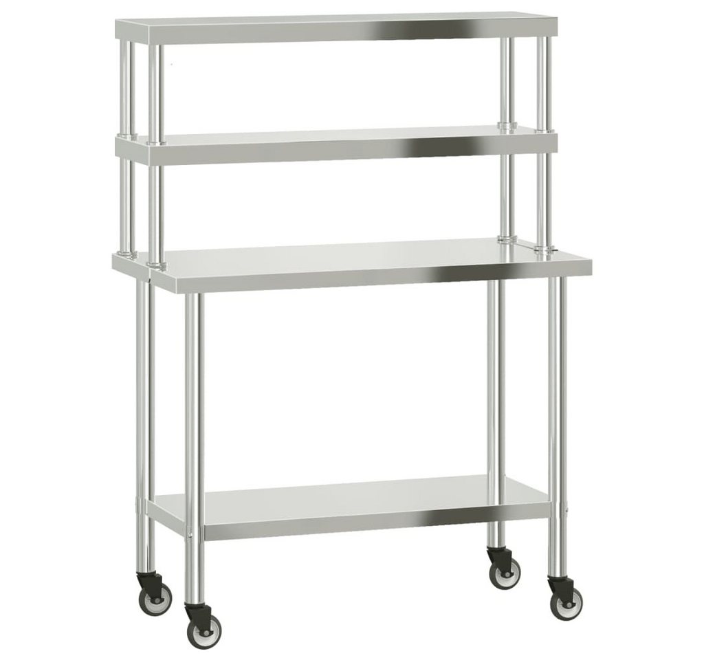 furnicato Küchentisch Küchen-Arbeitstisch mit Aufsatzboard 110x55x150 cm Edelstahl (1-St) von furnicato