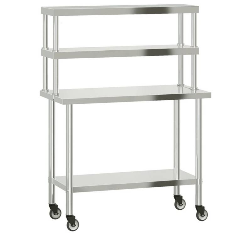 furnicato Küchentisch Küchen-Arbeitstisch mit Aufsatzboard 110x55x150 cm Edelstahl (1-St) von furnicato