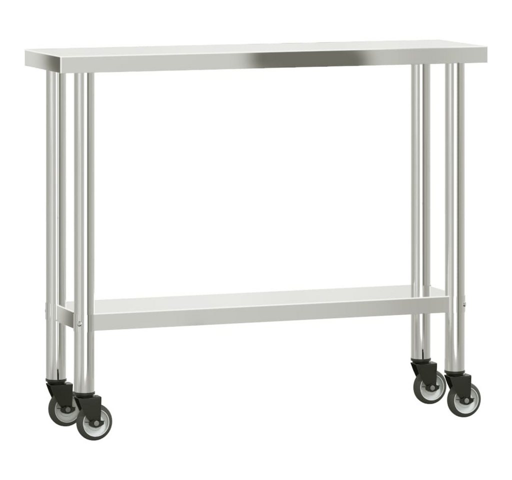 furnicato Küchentisch Küchen-Arbeitstisch mit Rollen 110x30x85 cm Edelstahl (1-St) von furnicato