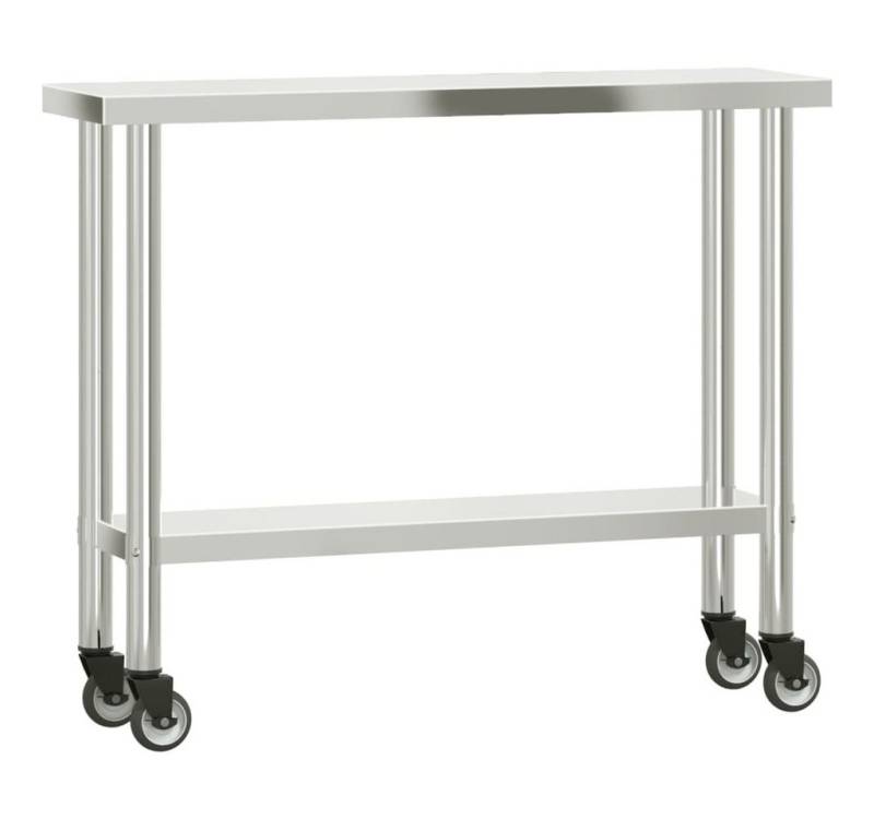 furnicato Küchentisch Küchen-Arbeitstisch mit Rollen 110x30x85 cm Edelstahl (1-St) von furnicato