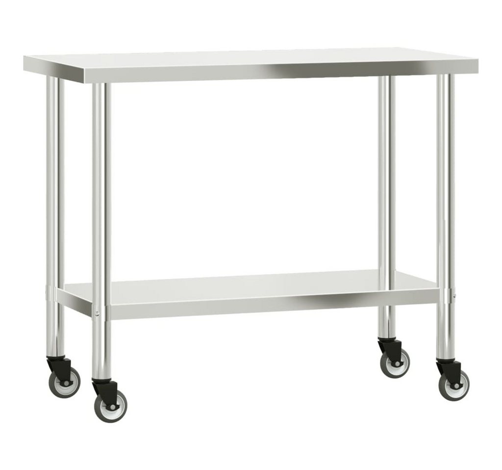 furnicato Küchentisch Küchen-Arbeitstisch mit Rollen 110x55x85 cm Edelstahl (1-St) von furnicato
