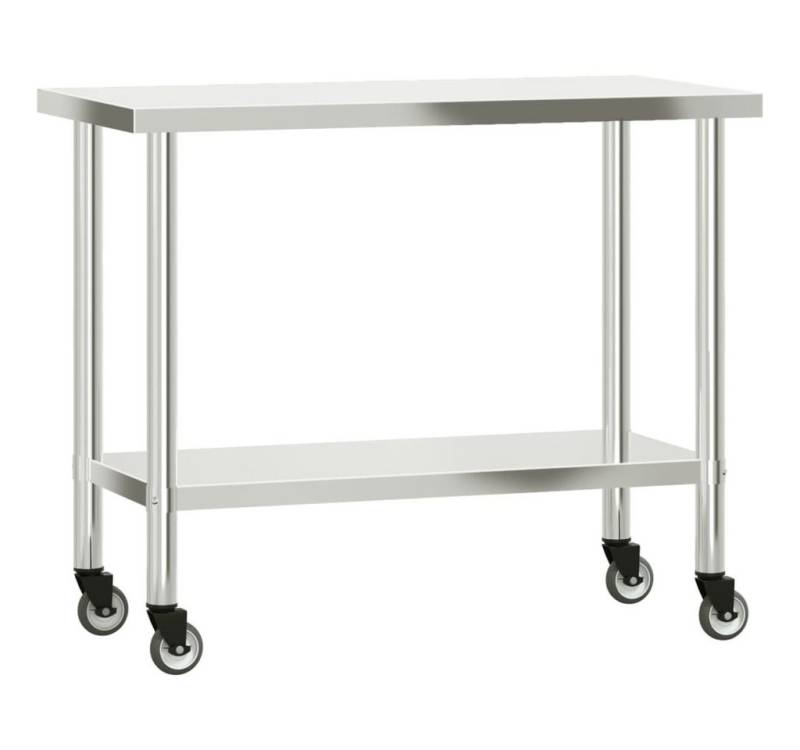 furnicato Küchentisch Küchen-Arbeitstisch mit Rollen 110x55x85 cm Edelstahl (1-St) von furnicato