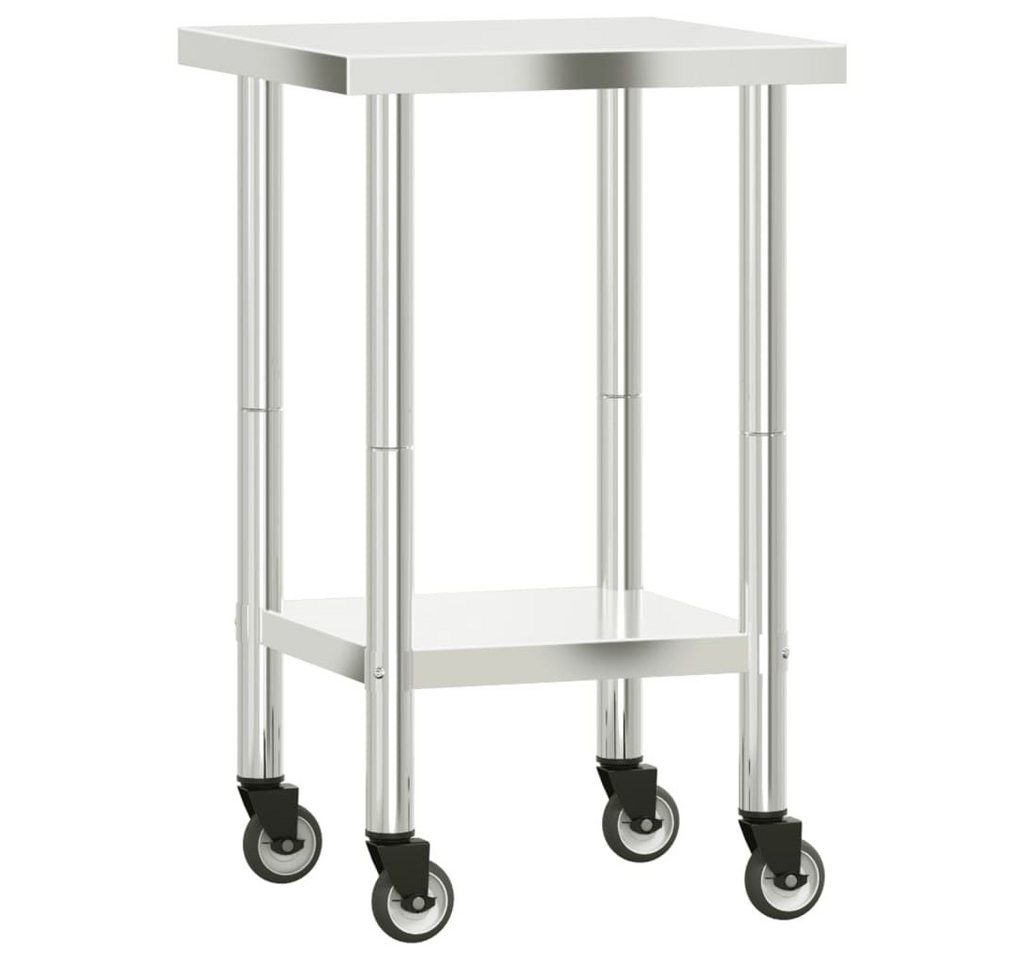 furnicato Küchentisch Küchen-Arbeitstisch mit Rollen 55x55x85 cm Edelstahl (1-St) von furnicato