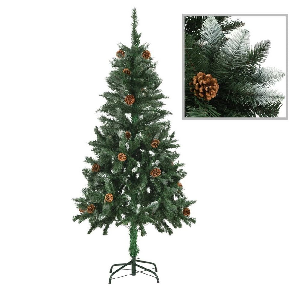 furnicato Künstlicher Weihnachtsbaum Kiefernzapfen Weißem Glitzer 150 cm von furnicato