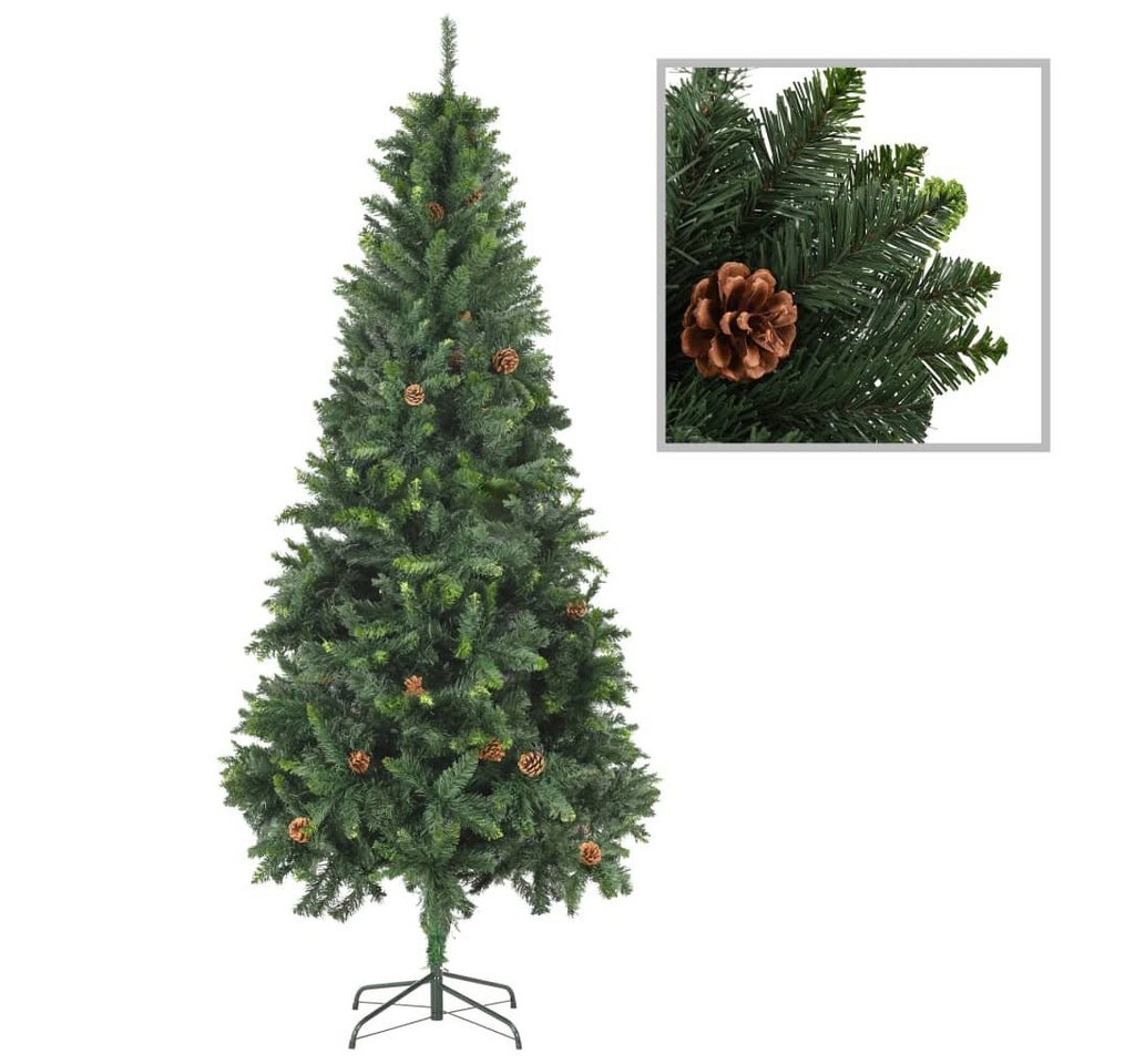 furnicato Künstlicher Weihnachtsbaum mit Kiefernzapfen Grün 210 cm von furnicato