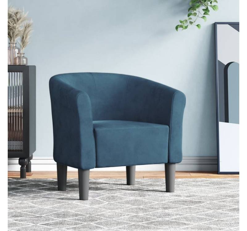 furnicato Loungesessel Clubsessel Dunkelblau Samt (1-St) von furnicato
