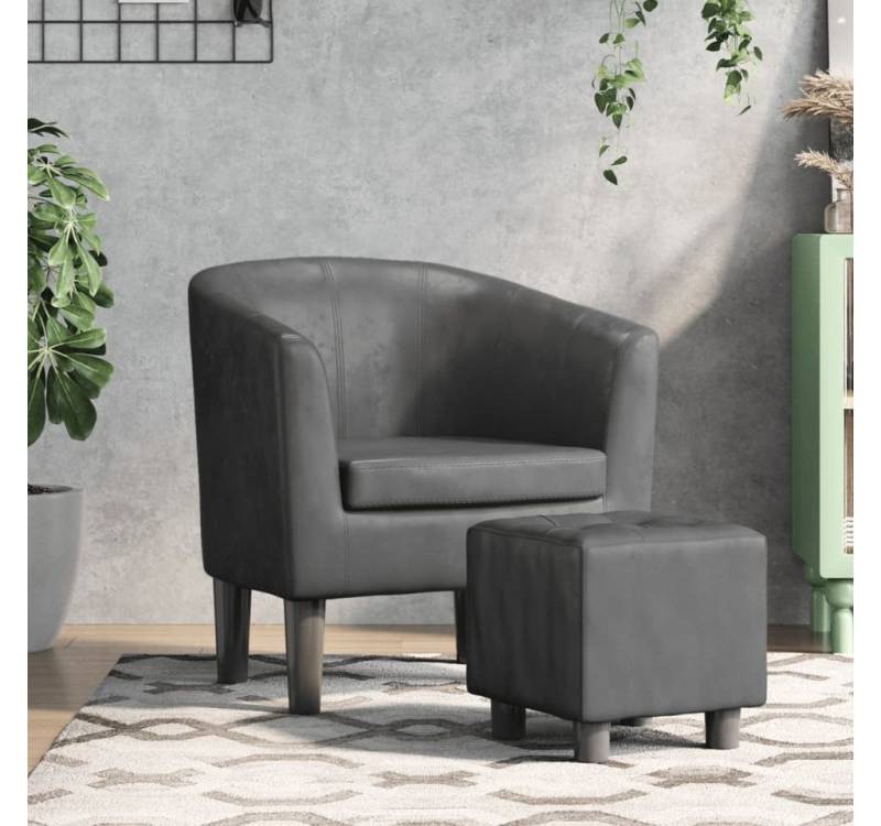 furnicato Loungesessel Clubsessel mit Fußhocker Grau Kunstleder (1-St) von furnicato