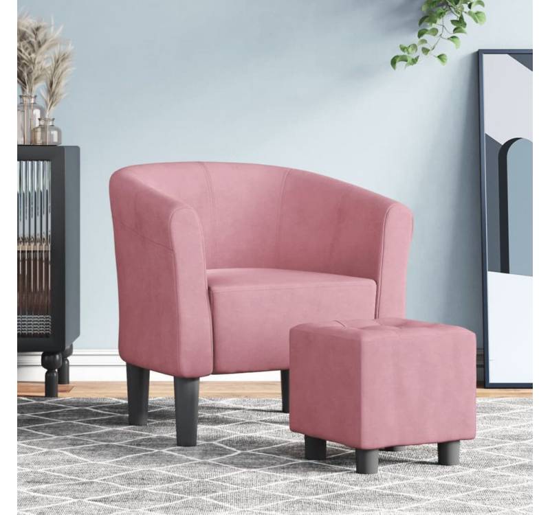 furnicato Loungesessel Clubsessel mit Fußhocker Rosa Samt (1-St) von furnicato
