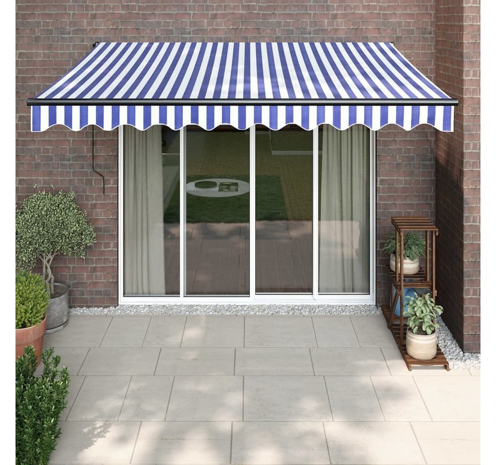 furnicato Markise Elektrische mit Kurbel Blau und Weiß 3,5x2,5 m (1-St) von furnicato