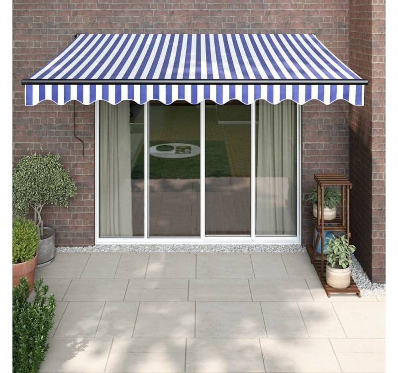 furnicato Markise Elektrische mit Kurbel Blau und Weiß 3,5x2,5 m (1-St) von furnicato