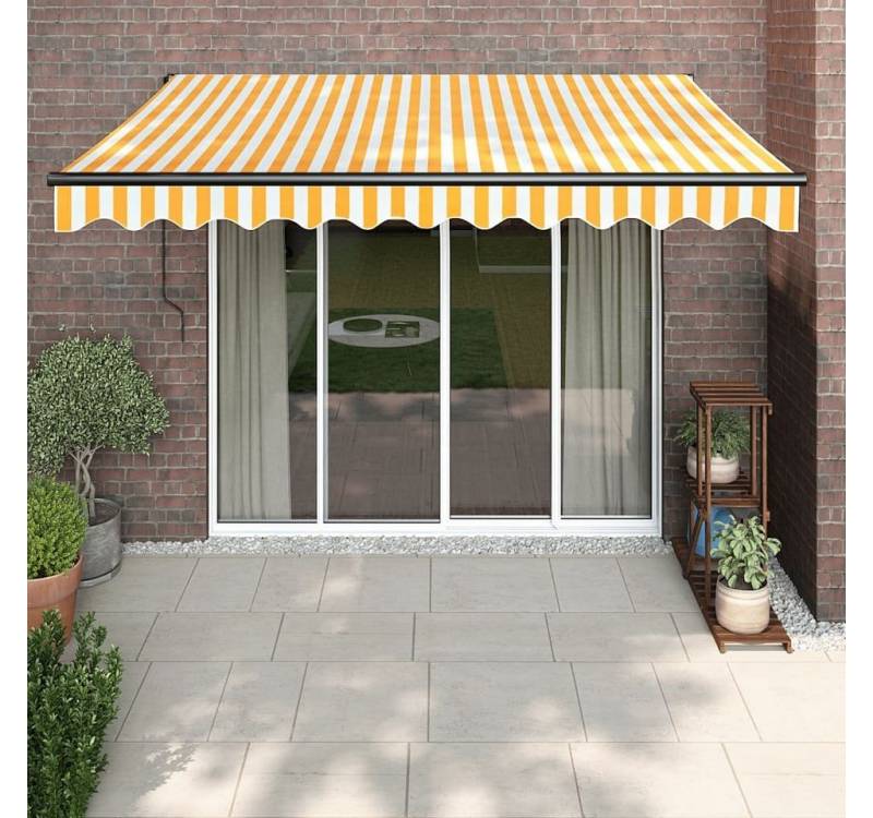 furnicato Markise Elektrische mit Kurbel Gelb und Weiß 3,5x2,5 m (1-St) von furnicato
