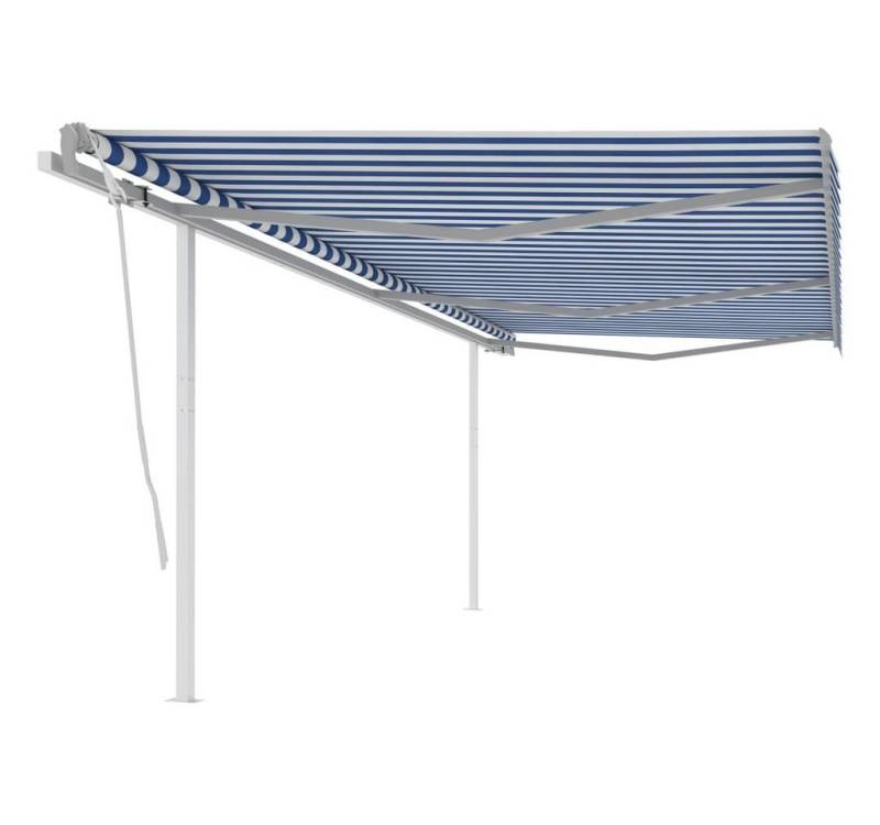 furnicato Markise Gelenkarmmarkise Einziehbar mit Pfosten 6x3 m Blau und Weiß (1-St) von furnicato