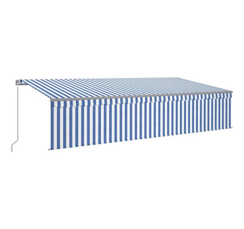 furnicato Markise Manuell Einziehbar mit Rollo 6x3 m Blau & Weiß (1-St) von furnicato