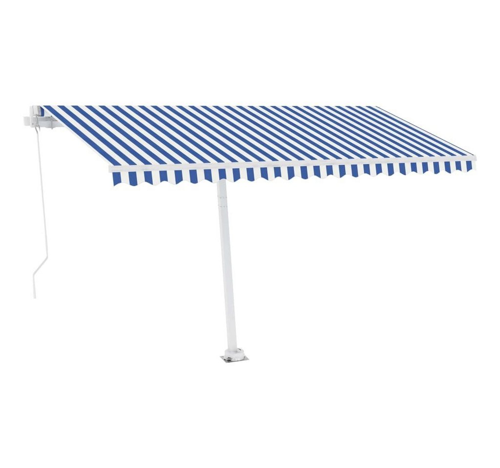 furnicato Markise Standmarkise Manuell Einziehbar 400x300 cm Blau/Weiß (1-St) von furnicato