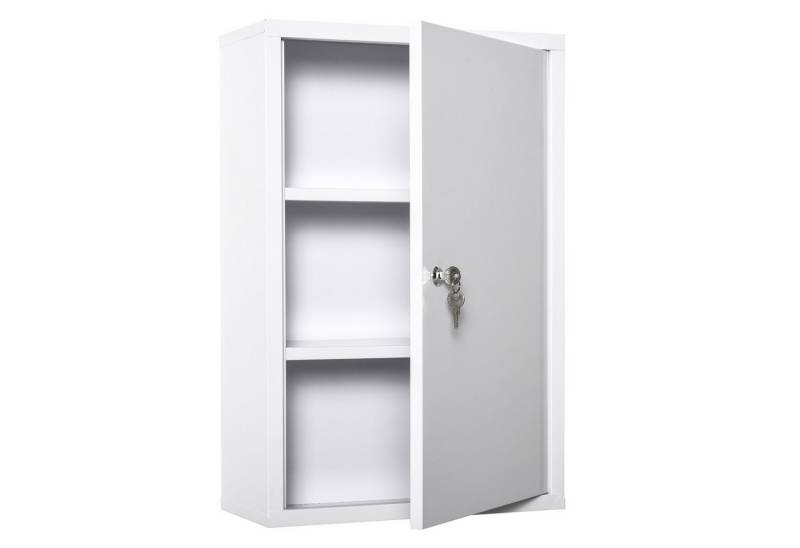 furnicato Medizinschrank Arzneischrank Metall 40x18x60 cm Weiß (1-St) von furnicato