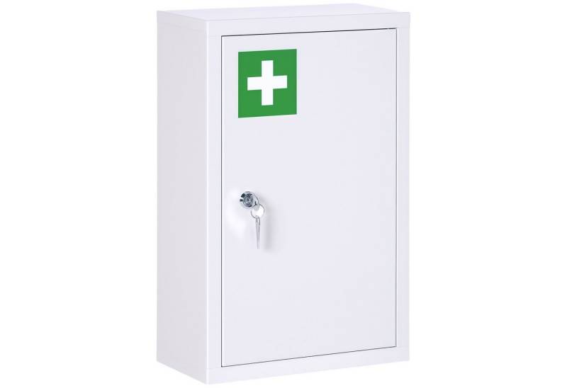 furnicato Medizinschrank Medizinschrank, 3 Fächer, abschließbar, Stahl, 30x14x46 cm (1-St) von furnicato