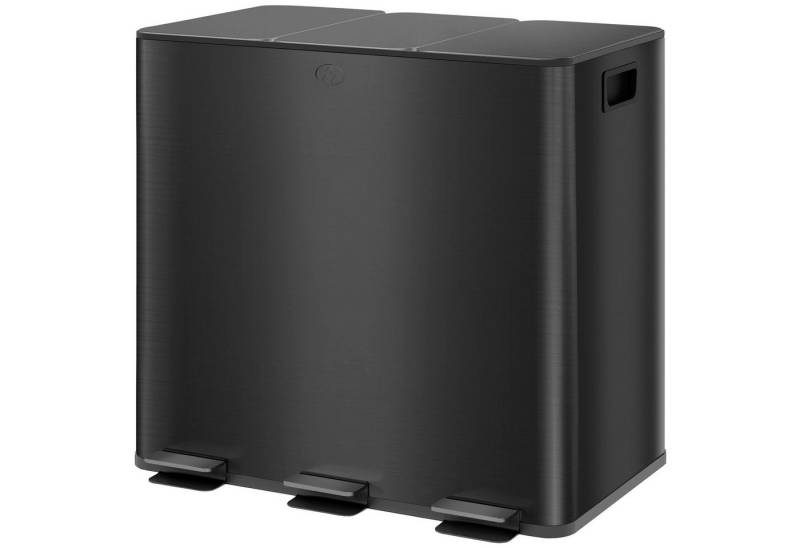 furnicato Mülleimer 3x15L mit Deodorant-Deckel, Soft-Close, Schwarz von furnicato