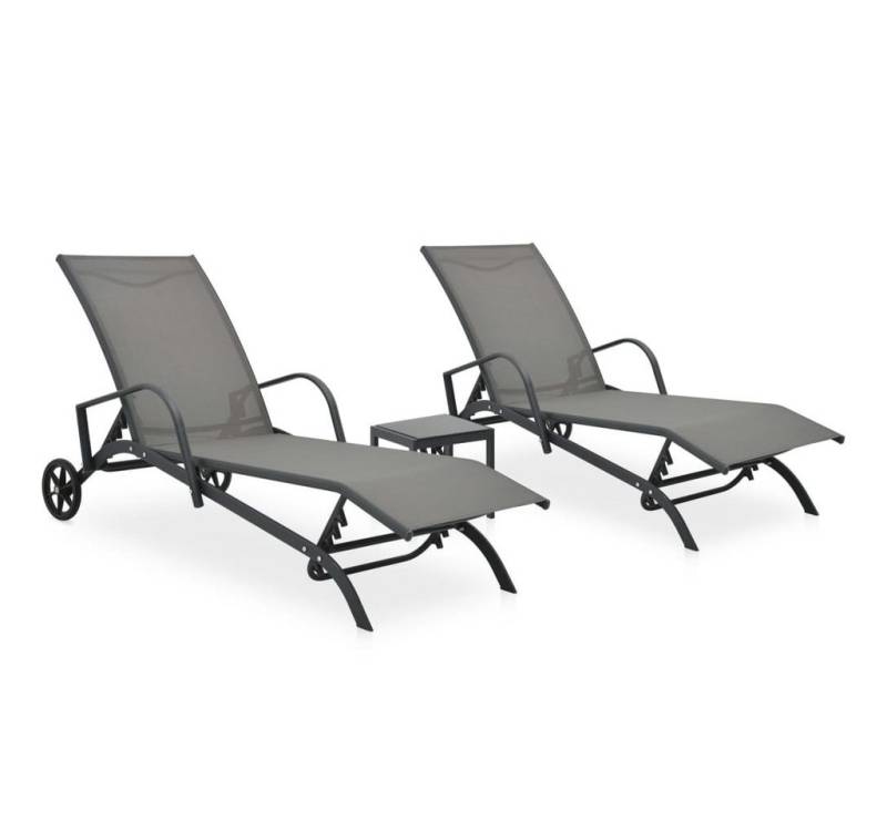 furnicato Multifunktionsliege Sonnenliegen 2 Stk. mit Tisch Textilene und Stahl, 1 St. von furnicato