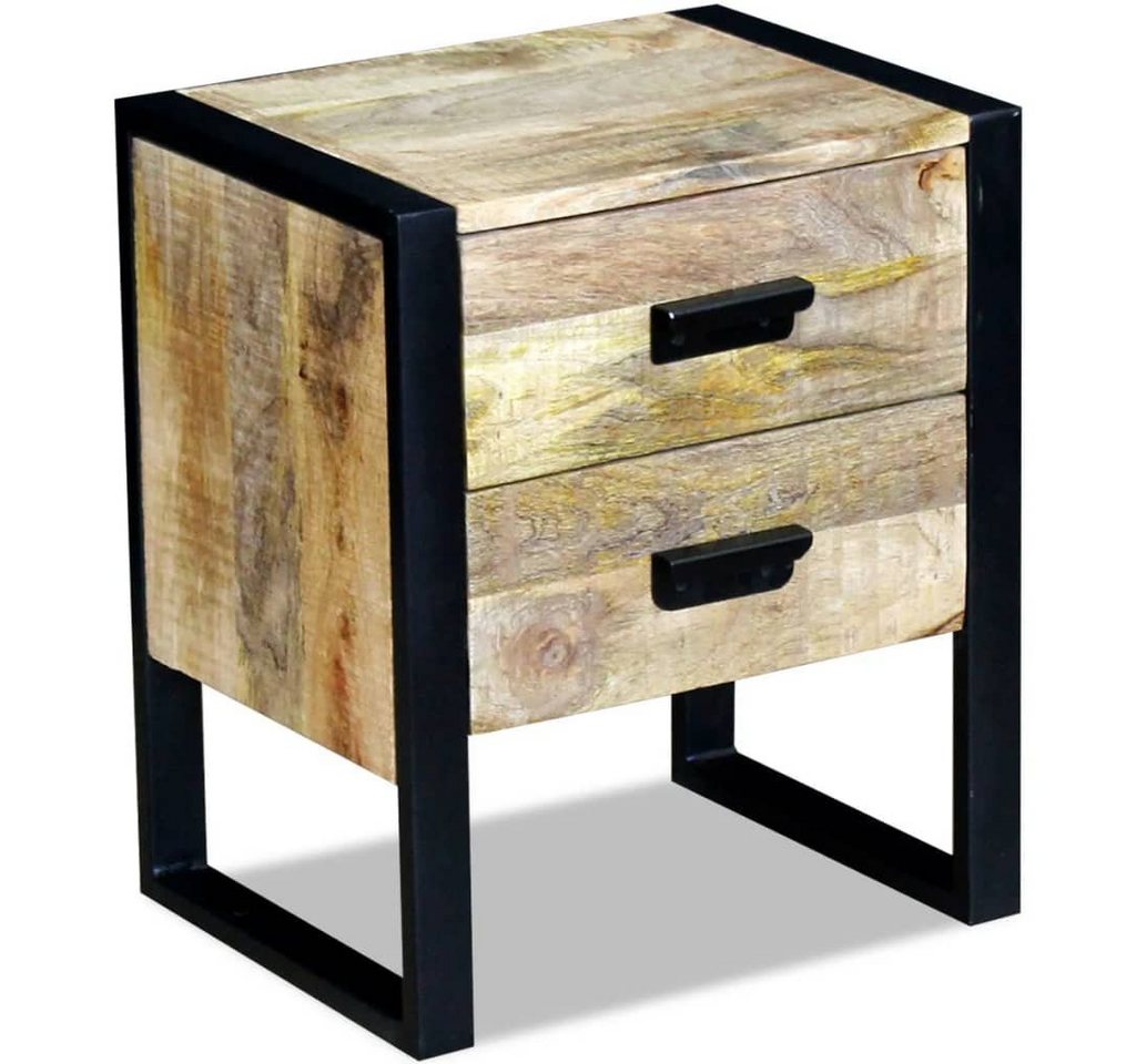 furnicato Nachttisch Beistelltisch mit 2 Schubladen Mango Holz 43x33x51 cm von furnicato