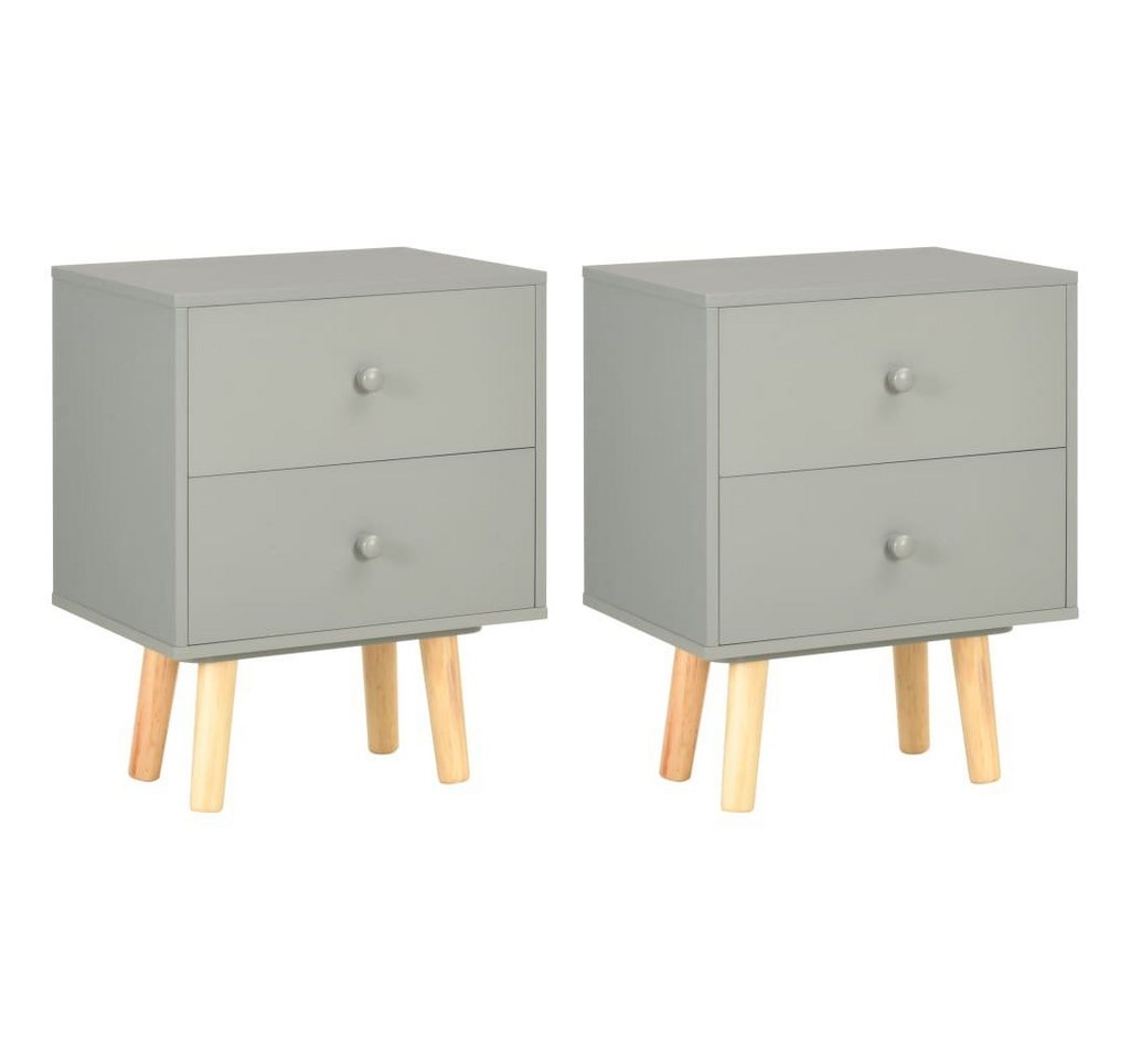furnicato Nachttisch Nachttische 2 Stk. Grau 40 x 30 x 50 cm Kiefer Massivholz (1-St) von furnicato