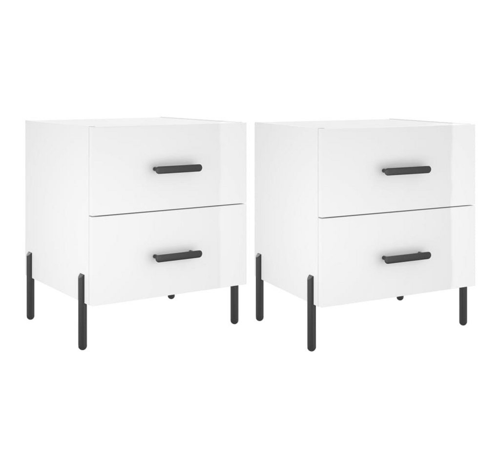 furnicato Nachttisch Nachttische 2 Stk. Hochglanz-Weiß 40x35x47,5 cm Holzwerkstoff (2-St) von furnicato