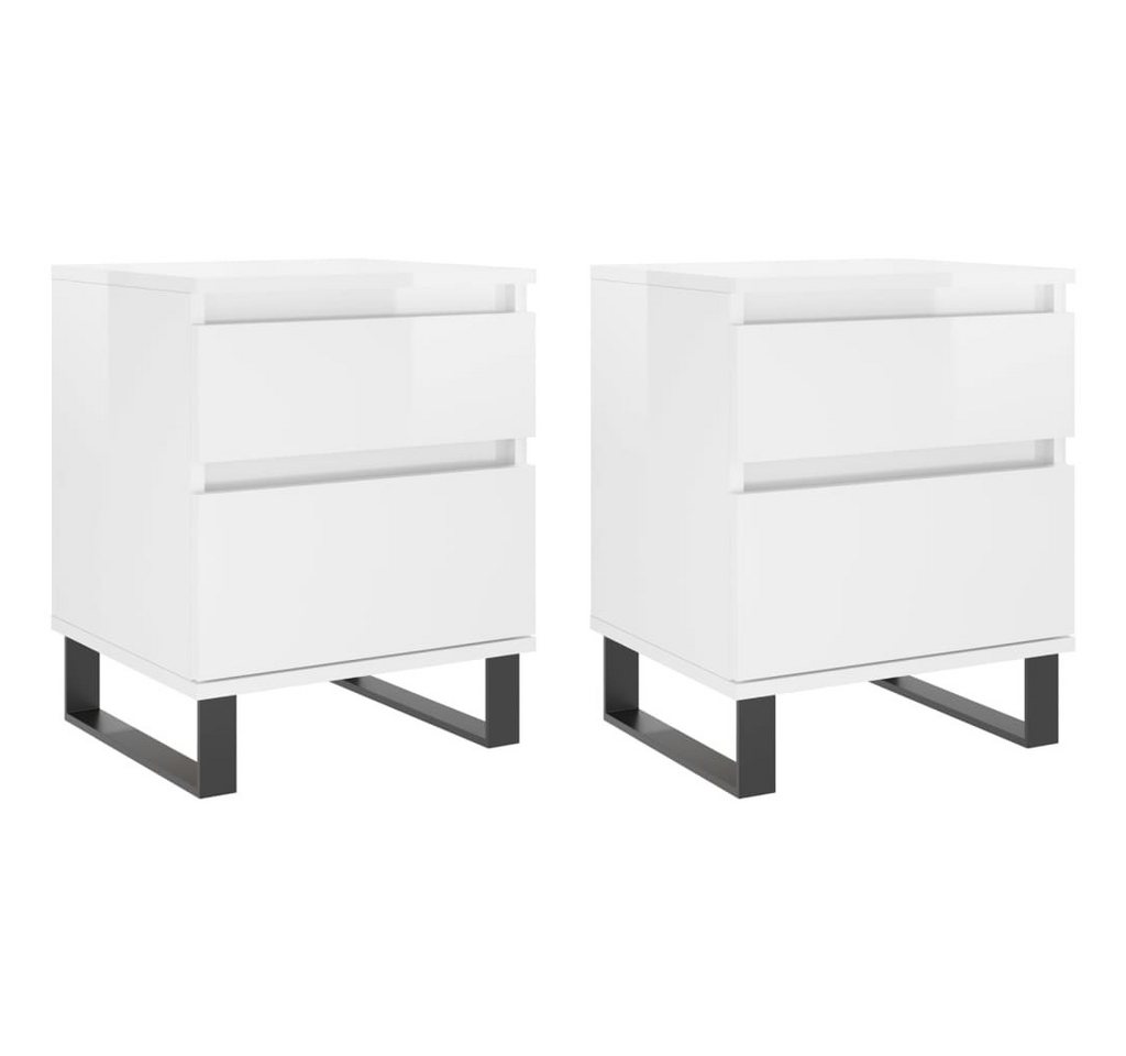 furnicato Nachttisch Nachttische 2 Stk. Hochglanz-Weiß 40x35x50 cm Holzwerkstoff (2-St) von furnicato