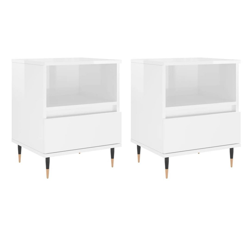 furnicato Nachttisch Nachttische 2 Stk. Hochglanz-Weiß 40x35x50 cm Holzwerkstoff (2-St) von furnicato