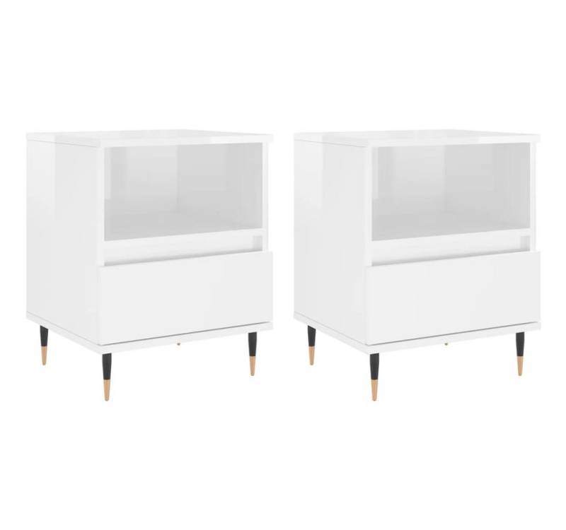 furnicato Nachttisch Nachttische 2 Stk. Hochglanz-Weiß 40x35x50 cm Holzwerkstoff (2-St) von furnicato