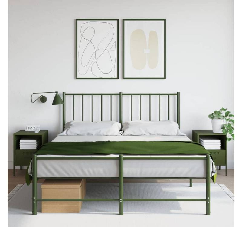 furnicato Nachttisch Nachttische 2 Stk. Olivgrün 36x39x50,5 cm Stahl (1-St) von furnicato