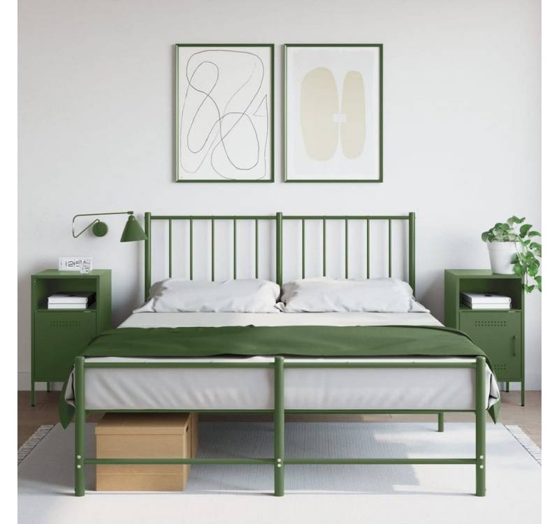 furnicato Nachttisch Nachttische 2 Stk. Olivgrün 36x39x68 cm Stahl (1-St) von furnicato