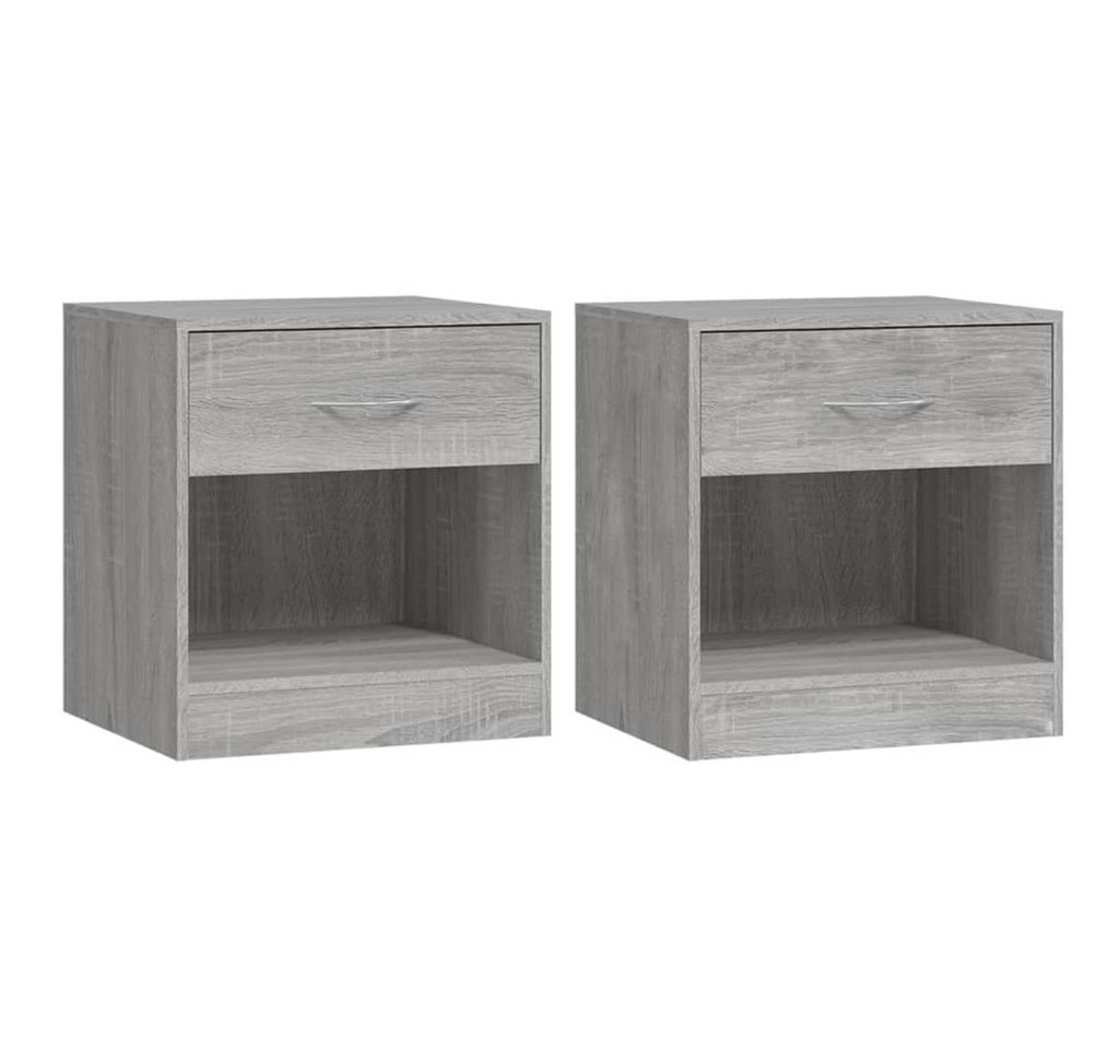 furnicato Nachttisch Nachttische 2 Stk. mit Schublade Grau Sonoma (2-St) von furnicato