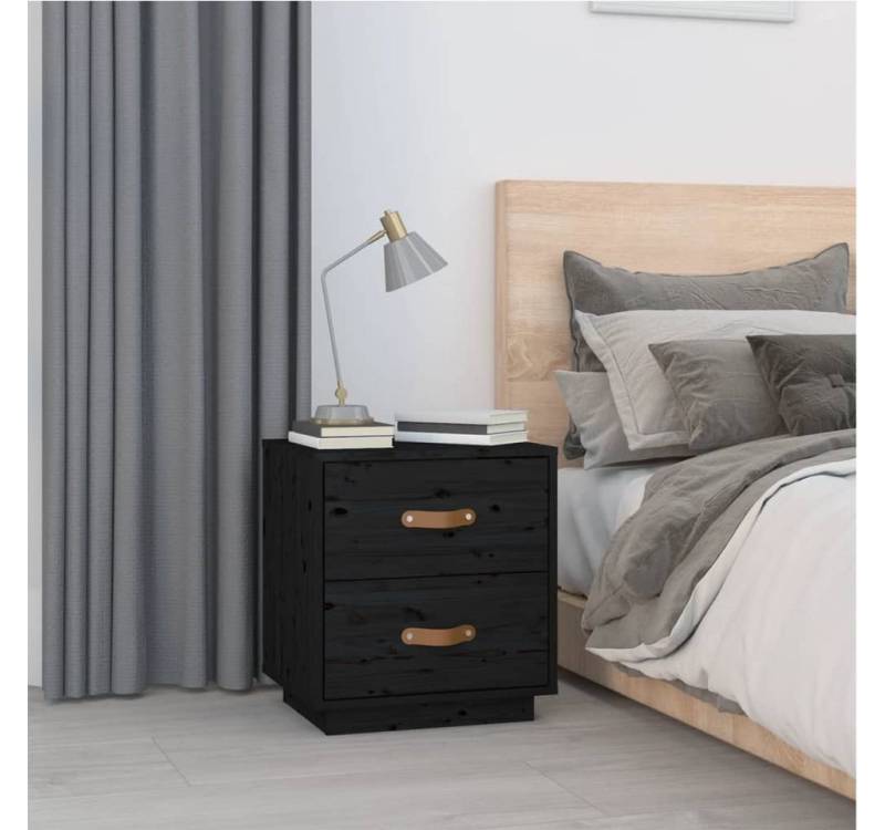 furnicato Nachttisch  Schwarz 40x34x45 cm Massivholz Kiefer (1-St) von furnicato