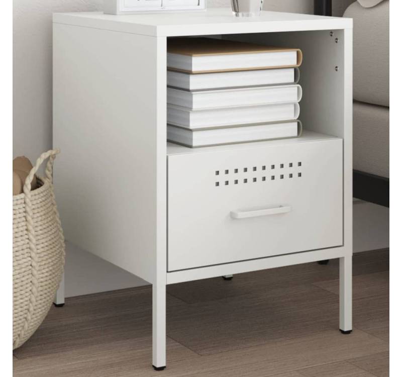 furnicato Nachttisch Weiß 36x39x50,5 cm Stahl (1-St) von furnicato