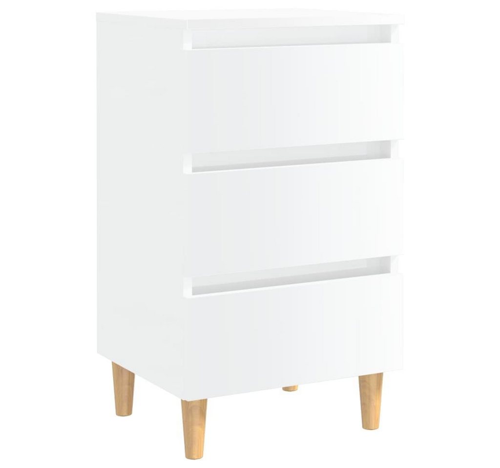 furnicato Nachttisch mit Massivholz-Beinen Hochglanz-Weiß 40x35x69 cm (1-St) von furnicato