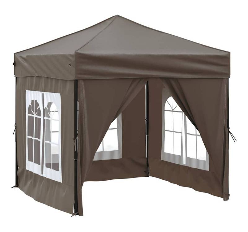 furnicato Partyzelt Faltbar mit Seitenwänden Taupe 2x2 m von furnicato
