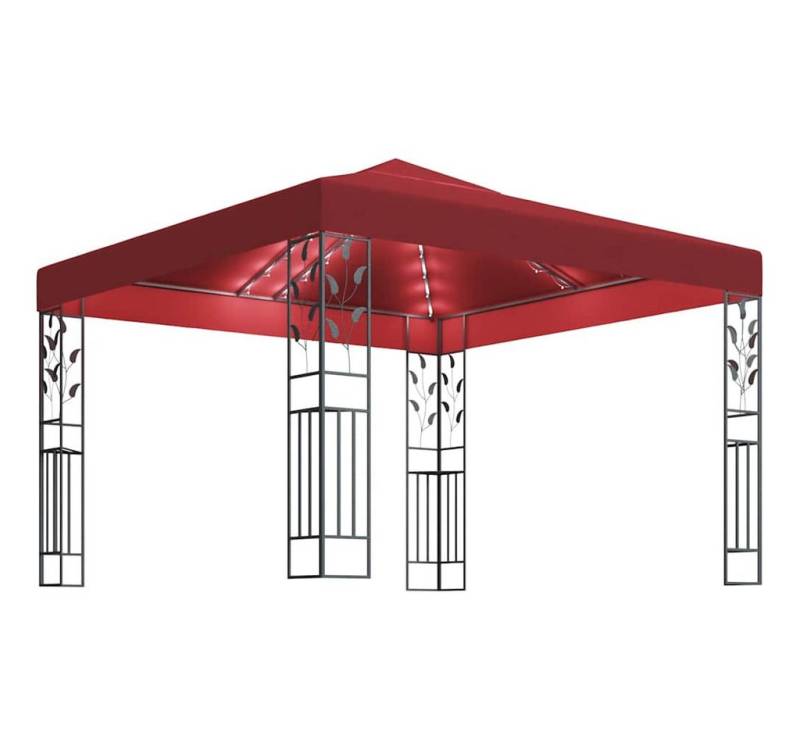 furnicato Partyzelt Pavillon mit LED-Lichterkette 3x3 m Weinrot von furnicato