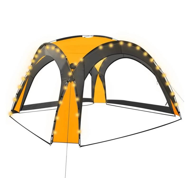furnicato Partyzelt mit LED und 4 Seitenwänden 3,6x3,6x2,3 m Gelb von furnicato