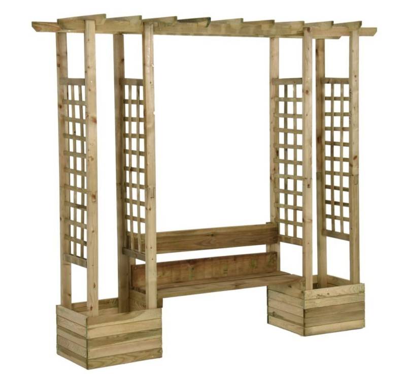 furnicato Pergola Garten-mit Bank Pflanzkübeln Kiefernholz Imprägniert, (1-tlg) von furnicato