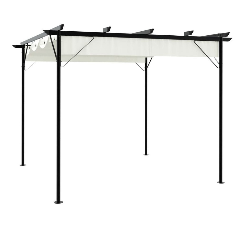 furnicato Pergola mit Versenkbarem Dach Cremeweiß 3x3 m Stahl, (1-tlg) von furnicato