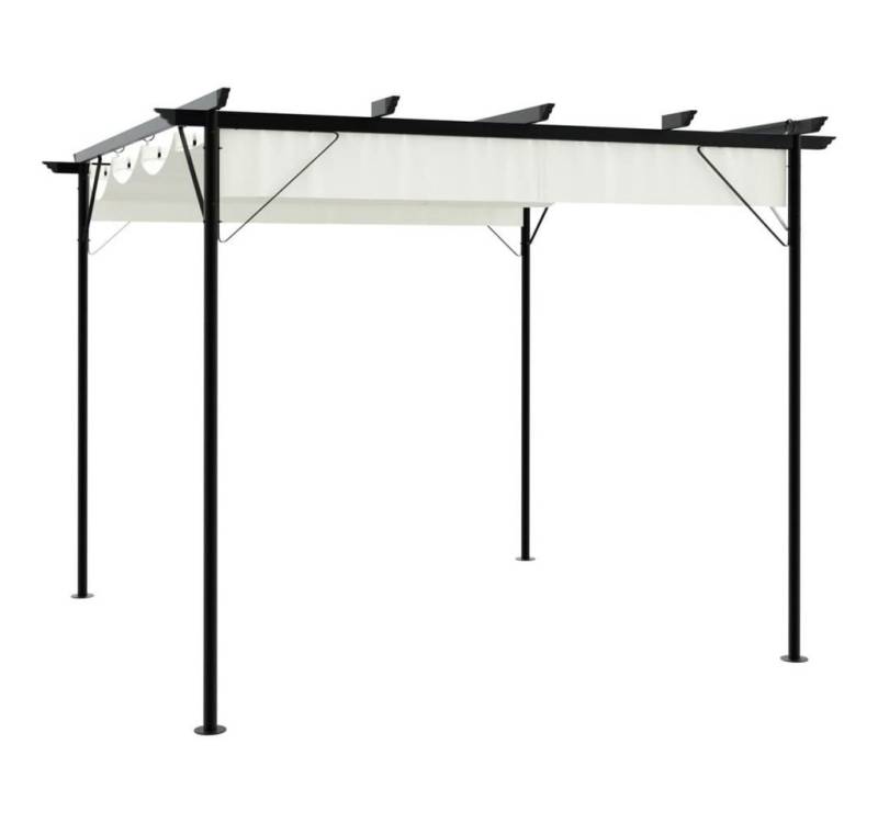 furnicato Pergola mit Versenkbarem Dach Cremeweiß 3x3 m Stahl, (1-tlg) von furnicato