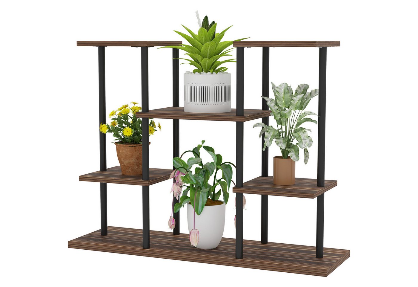 furnicato Pflanzentreppe Blumenständer 4 Ebenen, 4-stufig, Holz & Stahl, für drinne (1 St) von furnicato