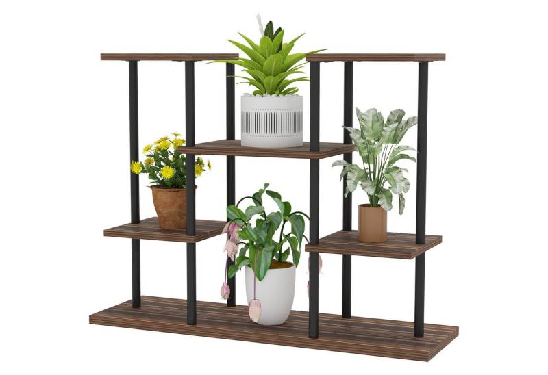 furnicato Pflanzentreppe Blumenständer 4 Ebenen, 4-stufig, Holz & Stahl, für drinne (1 St) von furnicato