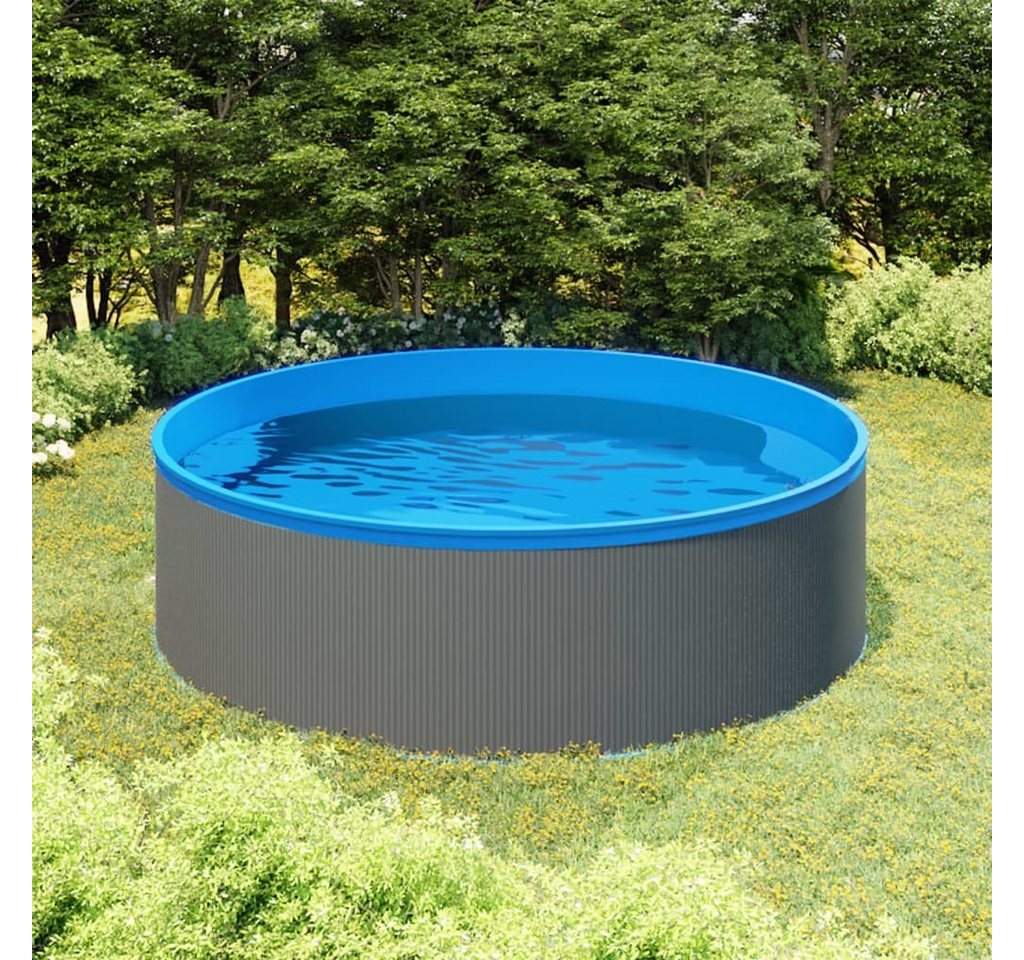 furnicato Pool Planschbecken mit Einhängeskimmer und Pumpe 350x90 cm Grau von furnicato