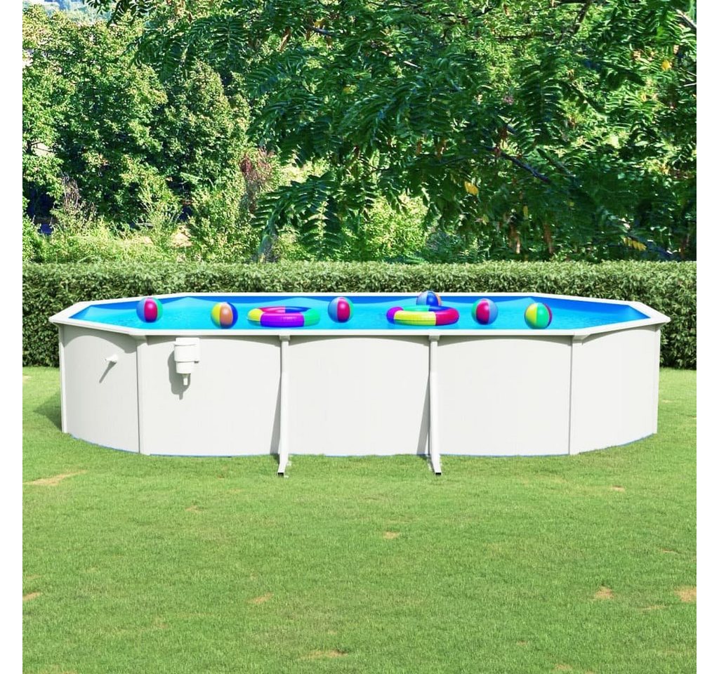 furnicato Pool Stahlwand-Oval 610x360x120 cm Weiß von furnicato