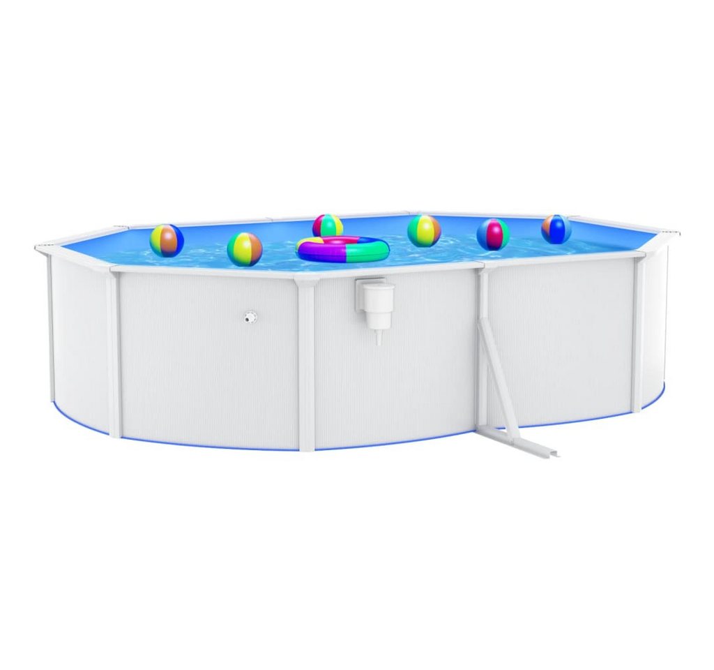 furnicato Pool mit Stahlwand Oval 490x360x120 cm Weiß (1-tlg) von furnicato