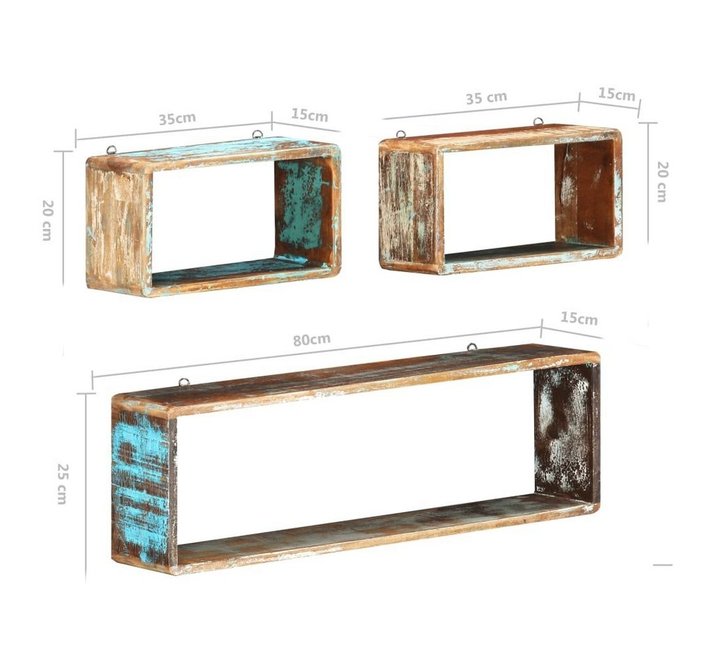 furnicato Regalwürfel 3-tlg. Würfel-Wandregal-Set Recyceltes Massivholz, 1-tlg. von furnicato