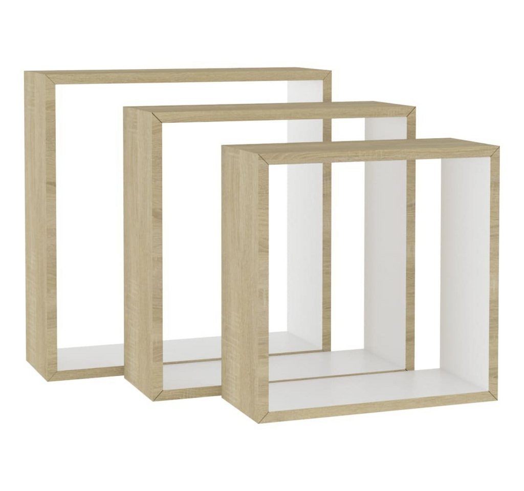 furnicato Regalwürfel Würfelregale 3 Stk. Weiß und Sonoma-Eiche, 3-tlg. von furnicato