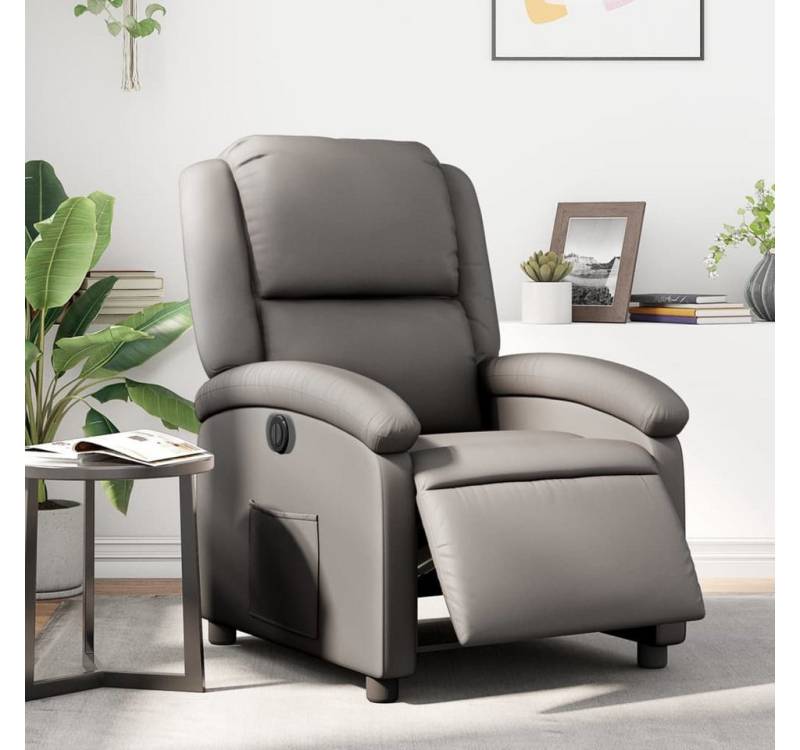 furnicato Relaxsessel Elektrisch Grau Echtleder (1-St) von furnicato